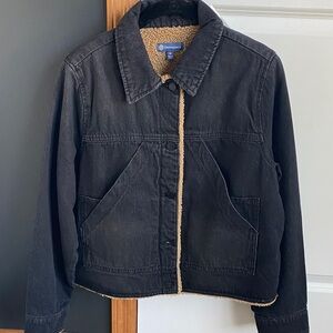 Democracy Black Denim Jacket with Sherpa lining